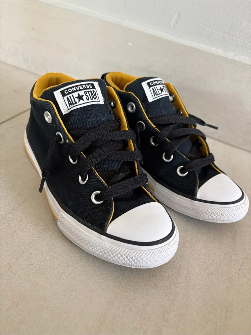 Converse Kids Black and Yellow High-Top Sneakers